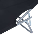 Steel Folding Reclining Garden Sun Lounger With Canopy - Velmora