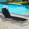 Steel Folding Reclining Garden Sun Lounger With Canopy - Velmora