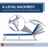 Steel Folding Reclining Garden Sun Lounger With Canopy - Velmora