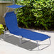 Steel Folding Reclining Garden Sun Lounger With Canopy - Velmora