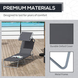 Steel Folding Reclining Garden Sun Lounger With Canopy - Velmora