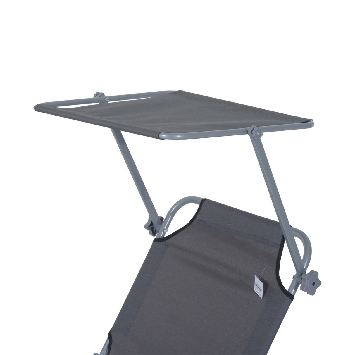 Steel Folding Reclining Garden Sun Lounger With Canopy - Velmora