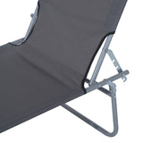 Steel Folding Reclining Garden Sun Lounger With Canopy - Velmora