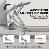 Steel Folding Reclining Garden Sun Lounger With Canopy - Velmora