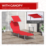Steel Folding Reclining Garden Sun Lounger With Canopy - Velmora