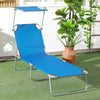 Steel Folding Reclining Garden Sun Lounger With Canopy - Velmora