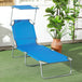 Steel Folding Reclining Garden Sun Lounger With Canopy - Velmora