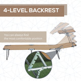 Steel Folding Reclining Garden Sun Lounger With Canopy - Velmora