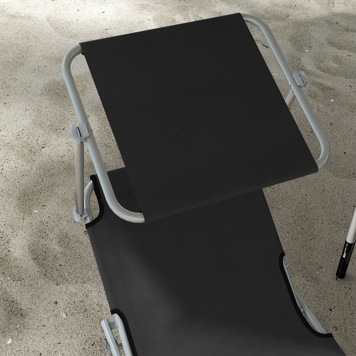 Steel Folding Reclining Garden Sun Lounger in Set of 2 With Canopy - Velmora