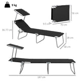Steel Folding Reclining Garden Sun Lounger in Set of 2 With Canopy - Velmora