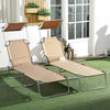 Steel Folding Reclining Garden Sun Lounger in Set of 2 With Canopy - Velmora
