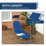 Steel Folding Reclining Garden Sun Lounger in Set of 2 With Canopy - Velmora
