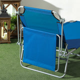 Steel Folding Reclining Garden Sun Lounger in Set of 2 With Canopy - Velmora