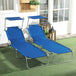 Steel Folding Reclining Garden Sun Lounger in Set of 2 With Canopy - Velmora