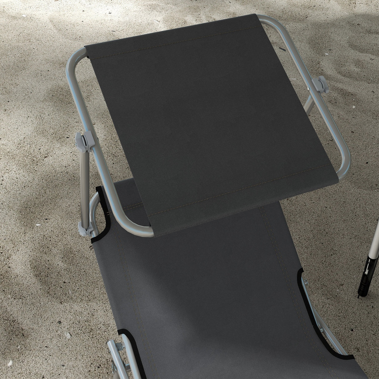 Steel Folding Reclining Garden Sun Lounger in Set of 2 With Canopy - Velmora