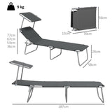 Steel Folding Reclining Garden Sun Lounger in Set of 2 With Canopy - Velmora