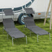 Steel Folding Reclining Garden Sun Lounger in Set of 2 With Canopy - Velmora