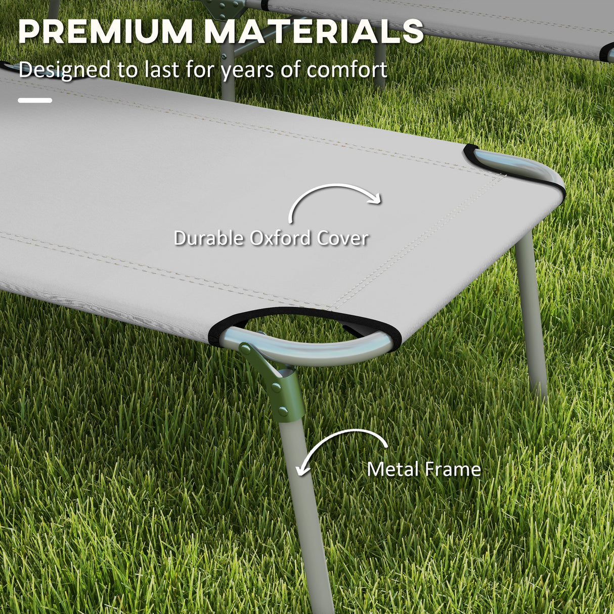 Steel Folding Reclining Garden Sun Lounger in Set of 2 With Canopy - Velmora