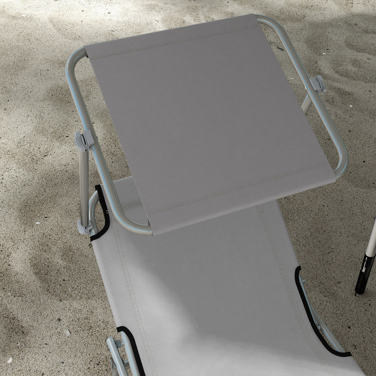 Steel Folding Reclining Garden Sun Lounger in Set of 2 With Canopy - Velmora