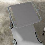 Steel Folding Reclining Garden Sun Lounger in Set of 2 With Canopy - Velmora