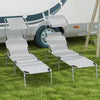 Steel Folding Reclining Garden Sun Lounger in Set of 2 With Canopy - Velmora