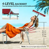 Steel Folding Reclining Garden Sun Lounger in Set of 2 With Canopy - Velmora