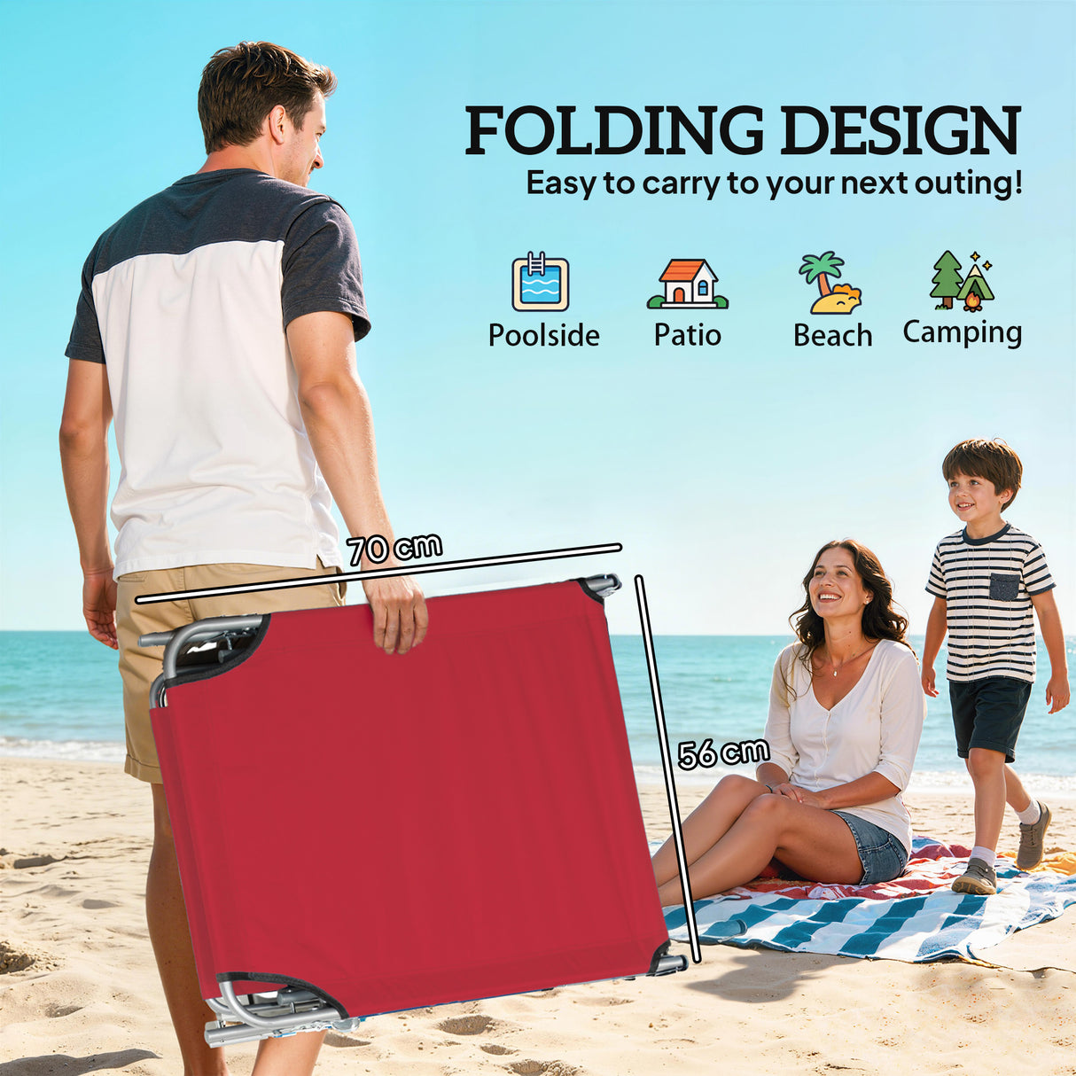 Steel Folding Reclining Garden Sun Lounger in Set of 2 With Canopy - Velmora