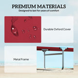 Steel Folding Reclining Garden Sun Lounger in Set of 2 With Canopy - Velmora