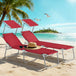 Steel Folding Reclining Garden Sun Lounger in Set of 2 With Canopy - Velmora