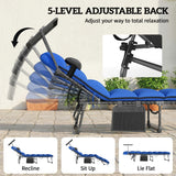 Steel Folding Reclining Garden Sun Loungers in Set of 2 With Canopy - Velmora