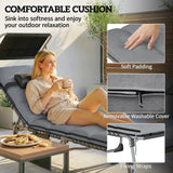 Steel Folding Reclining Garden Sun Loungers in Set of 2 With Canopy - Velmora