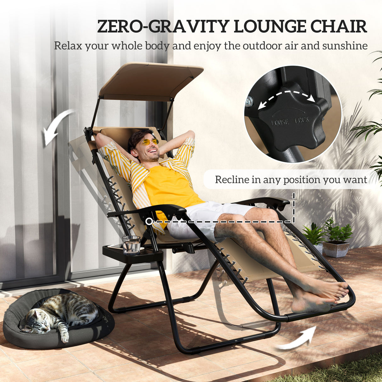 Steel Folding Reclining Zero Gravity Garden Sun Lounger Chair in Set of 2 - Velmora
