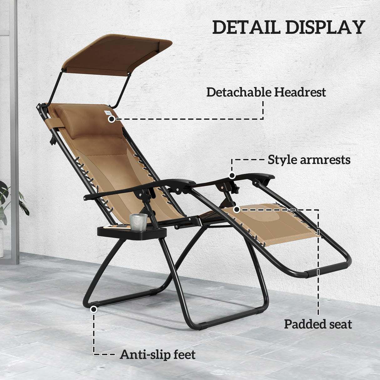 Steel Folding Reclining Zero Gravity Garden Sun Lounger Chair in Set of 2 - Velmora