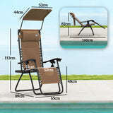 Steel Folding Reclining Zero Gravity Garden Sun Lounger Chair in Set of 2 - Velmora