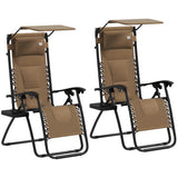 Steel Folding Reclining Zero Gravity Garden Sun Lounger Chair in Set of 2 - Velmora