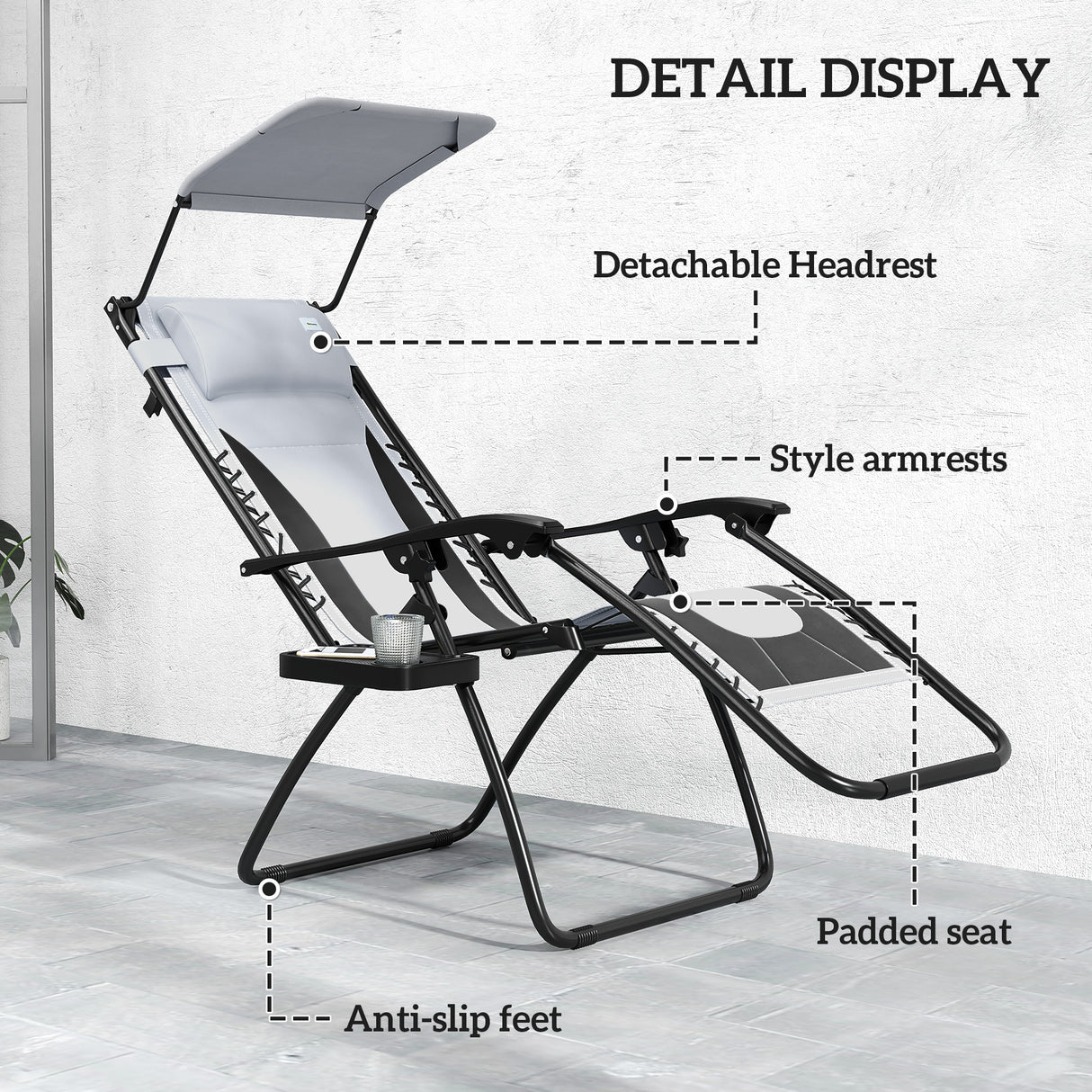 Steel Folding Reclining Zero Gravity Garden Sun Lounger Chair in Set of 2 - Velmora
