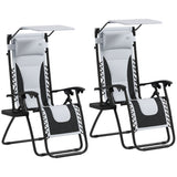 Steel Folding Reclining Zero Gravity Garden Sun Lounger Chair in Set of 2 - Velmora