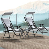 Steel Folding Reclining Zero Gravity Garden Sun Lounger Chair in Set of 2 - Velmora