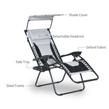 Steel Folding Reclining Zero Gravity Garden Sun Lounger Chair - Velmora