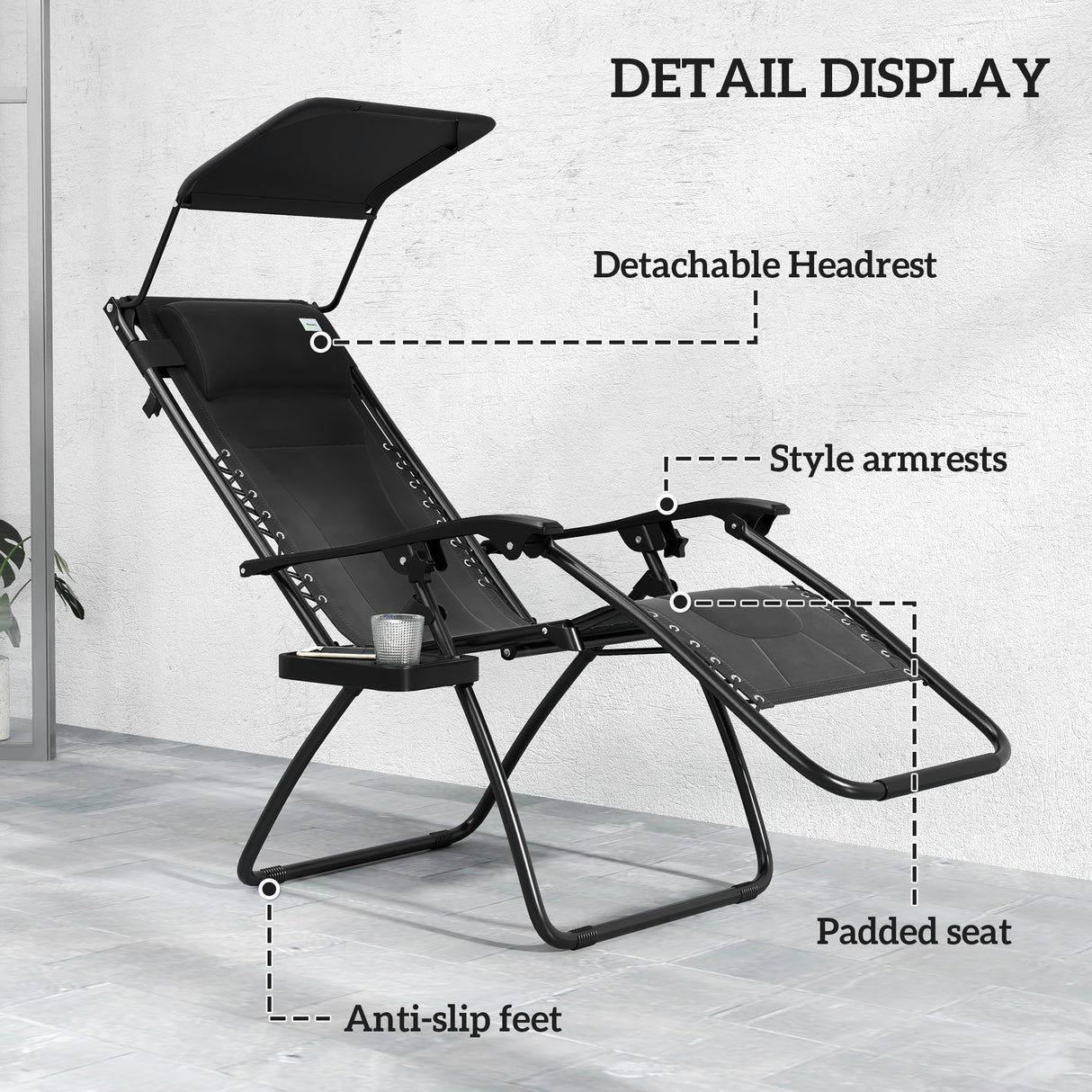 Steel Folding Reclining Zero Gravity Garden Sun Lounger Chair - Velmora
