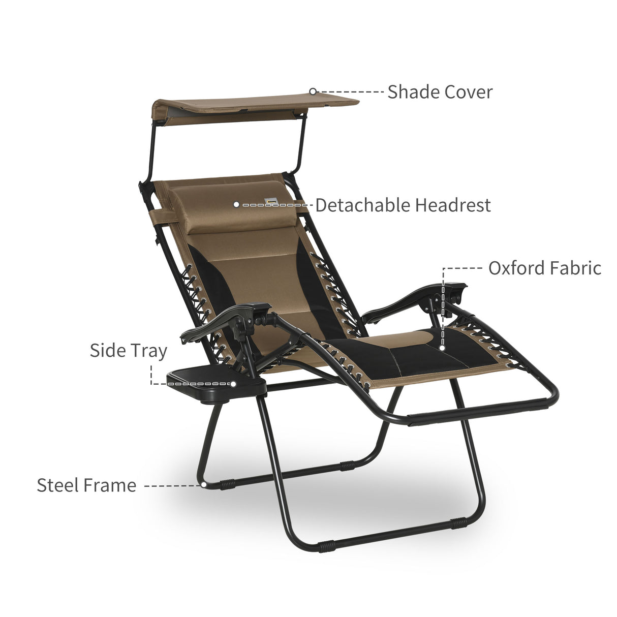 Steel Folding Reclining Zero Gravity Garden Sun Lounger Chair - Velmora