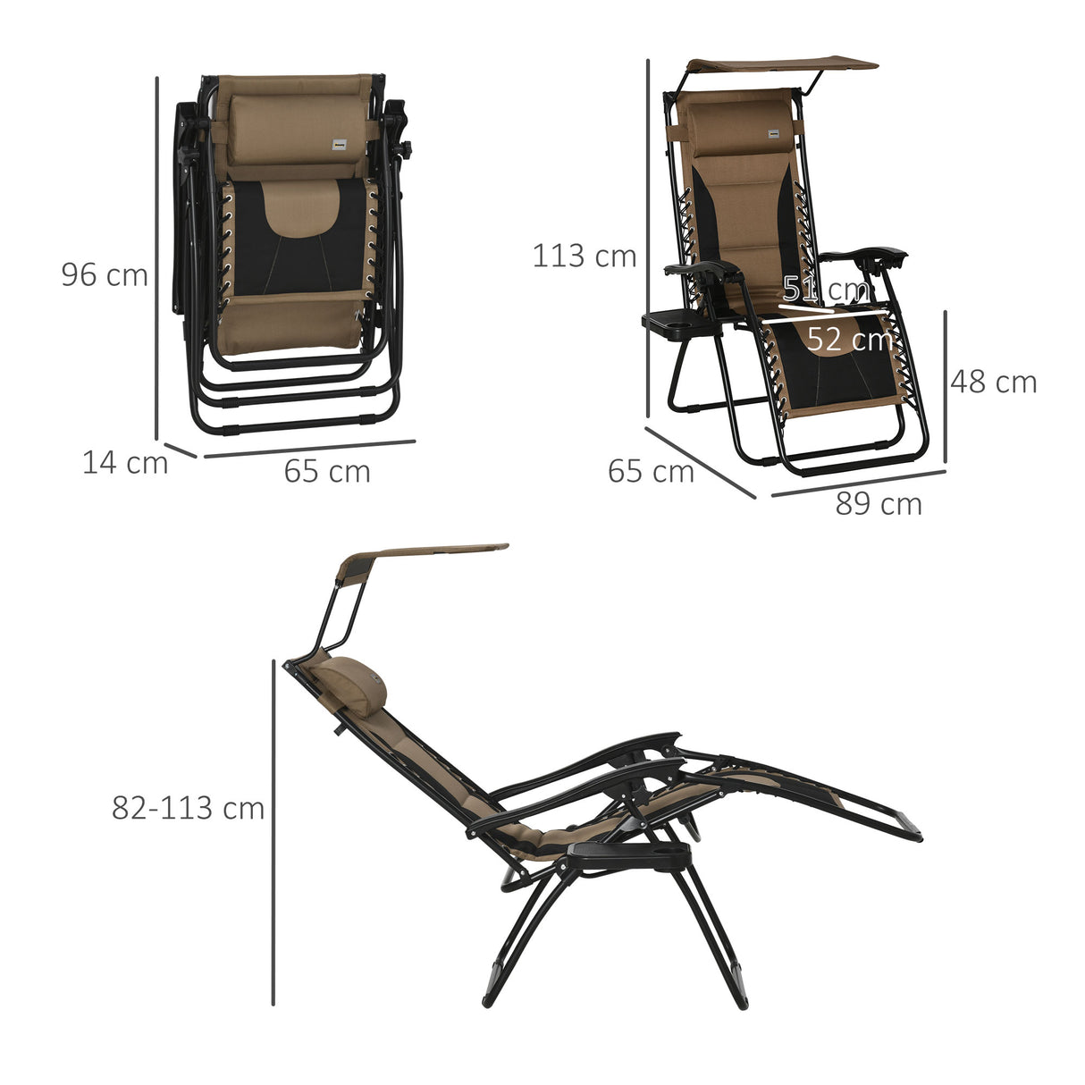 Steel Folding Reclining Zero Gravity Garden Sun Lounger Chair - Velmora