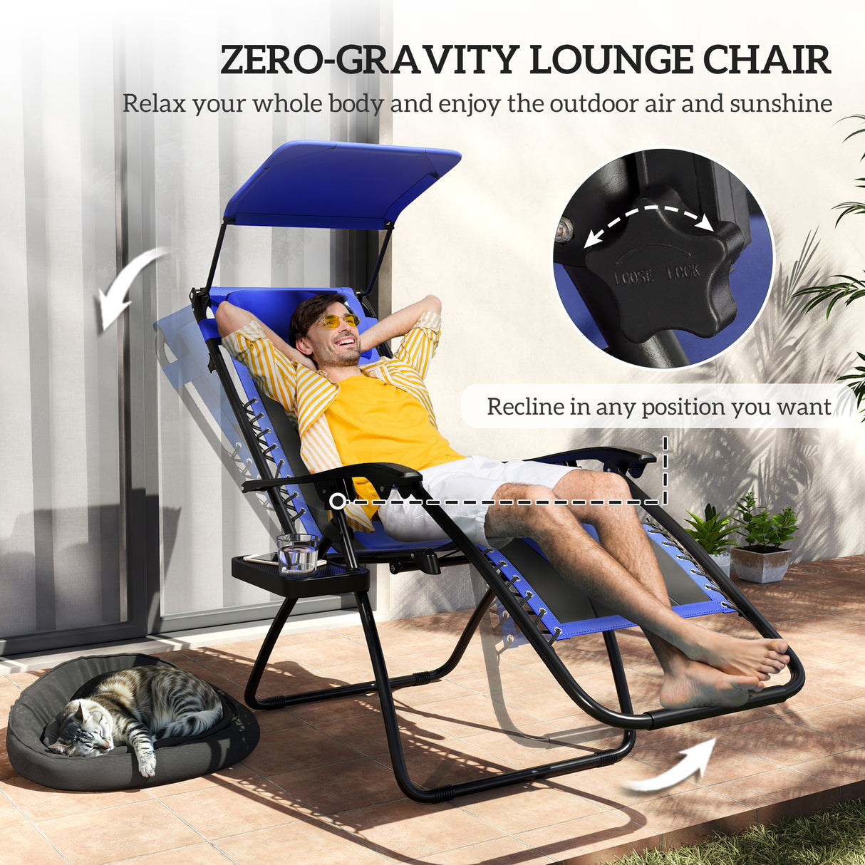 Steel Folding Reclining Zero Gravity Garden Sun Lounger Chair - Velmora