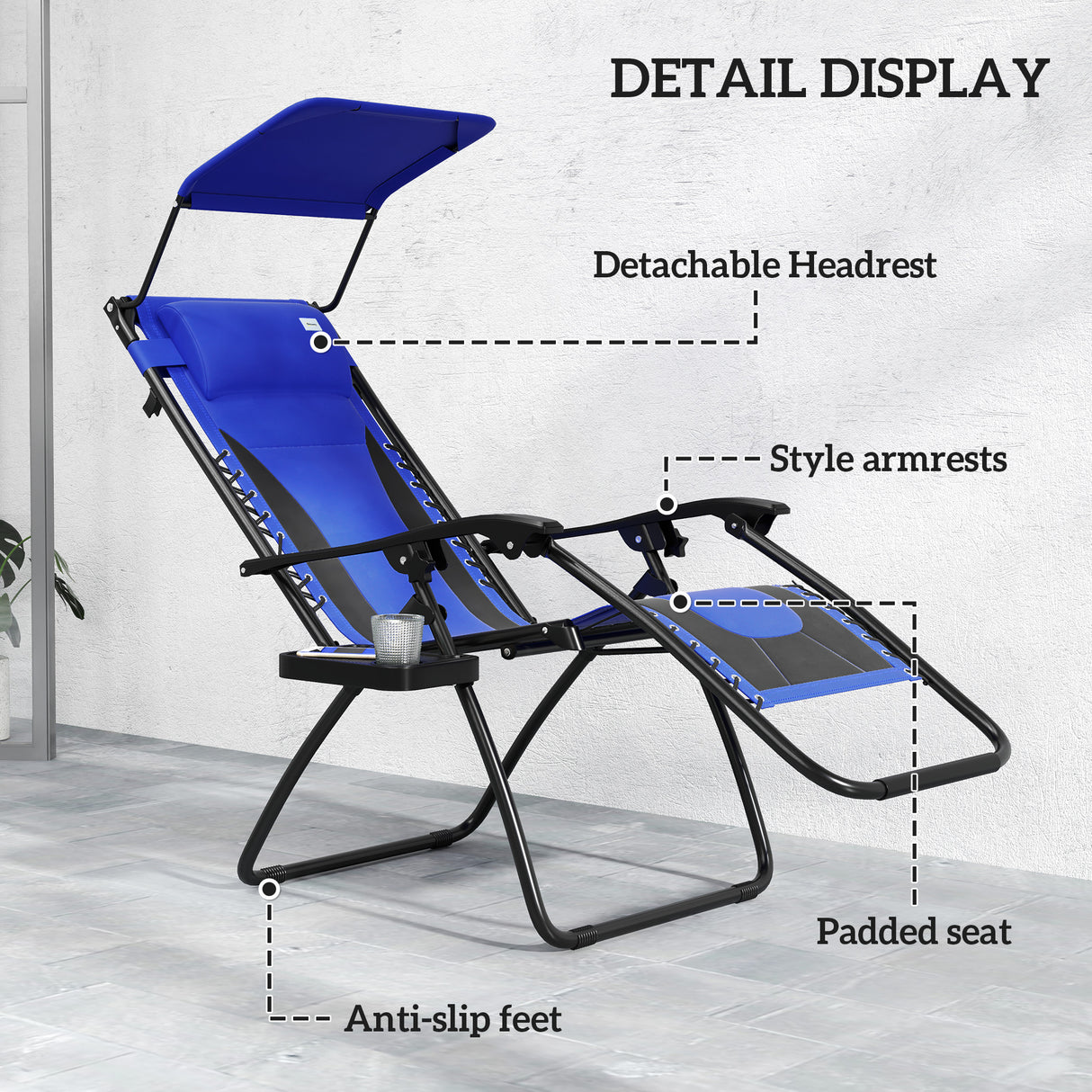Steel Folding Reclining Zero Gravity Garden Sun Lounger Chair - Velmora