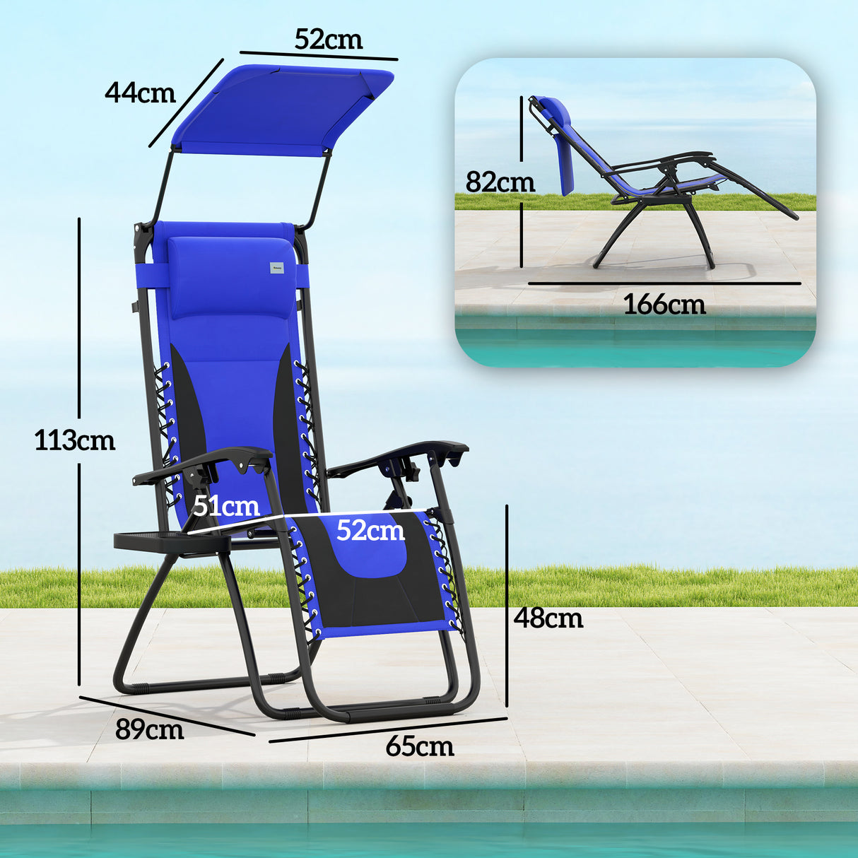 Steel Folding Reclining Zero Gravity Garden Sun Lounger Chair - Velmora