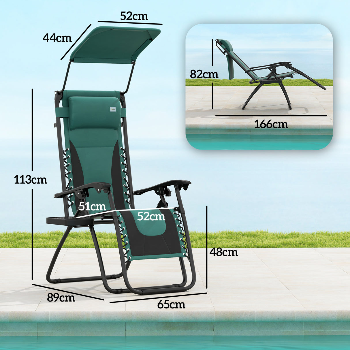 Steel Folding Reclining Zero Gravity Garden Sun Lounger Chair - Velmora