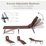 Steel Folding Sun Lounger With Face Hole And 4-Position Adjustable Backrest - Velmora