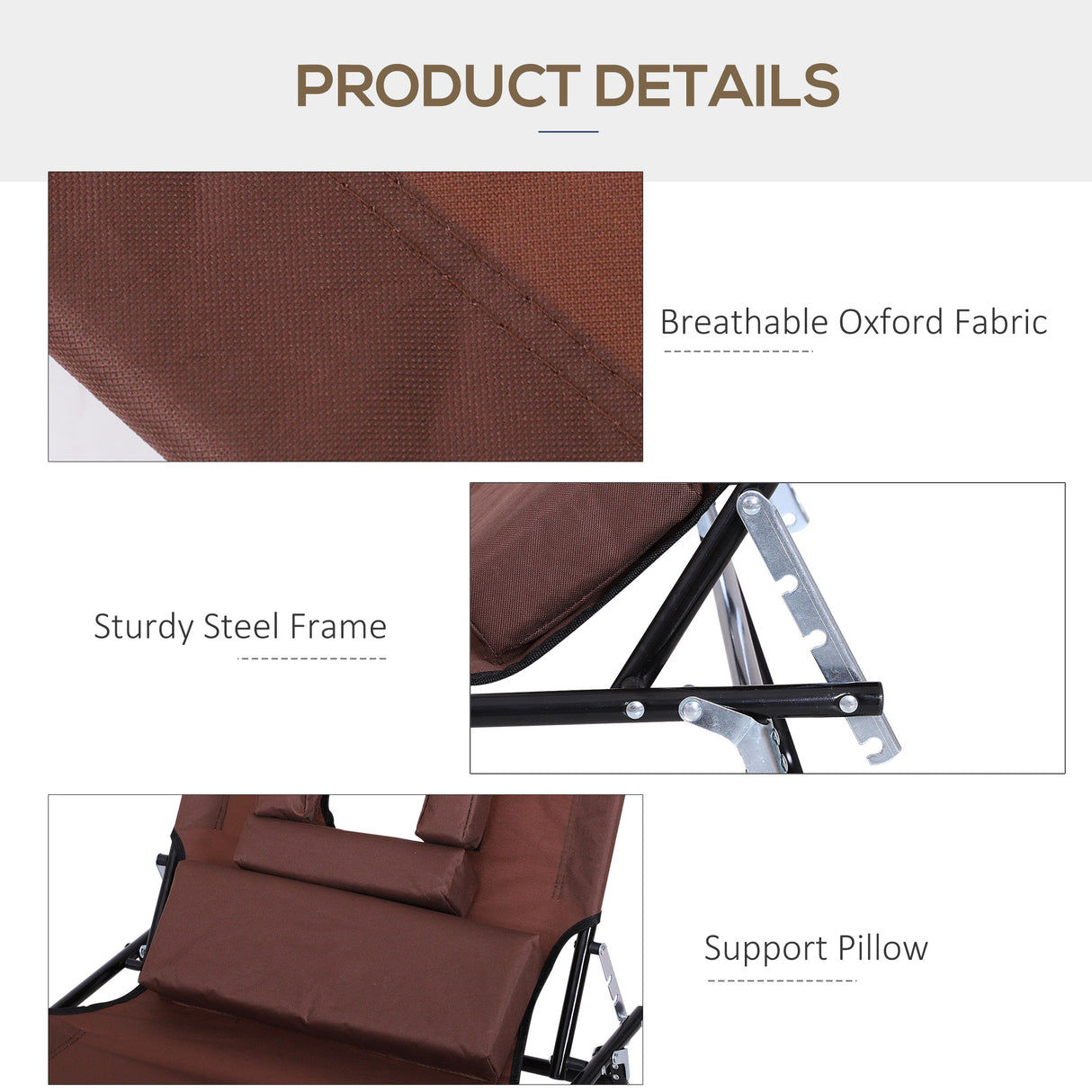 Steel Folding Sun Lounger With Face Hole And 4-Position Adjustable Backrest - Velmora