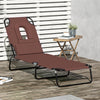 Steel Folding Sun Lounger With Face Hole And 4-Position Adjustable Backrest - Velmora