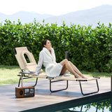 Steel Folding Sun Lounger With Face Hole And 4-Position Adjustable Backrest - Velmora